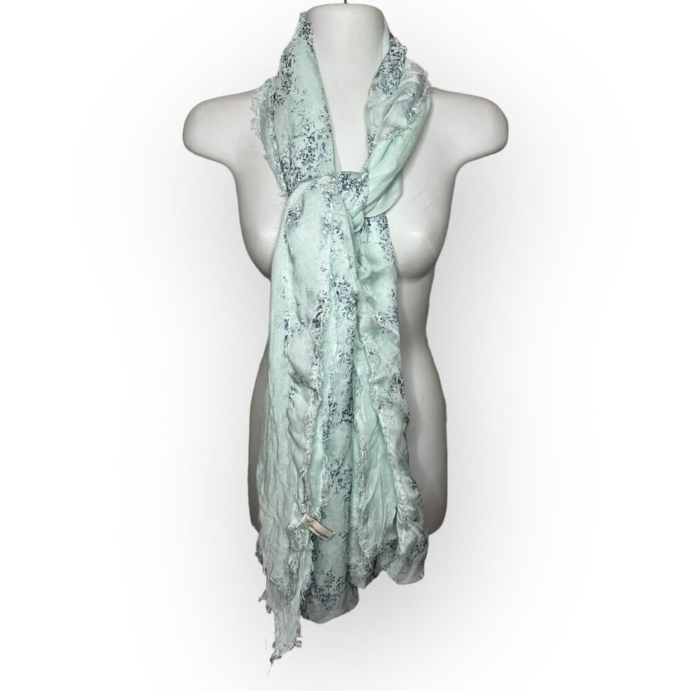 Collection 18 Women's Sheer Mint Green & Blue Floral Scarf Wrap Shawl One Size